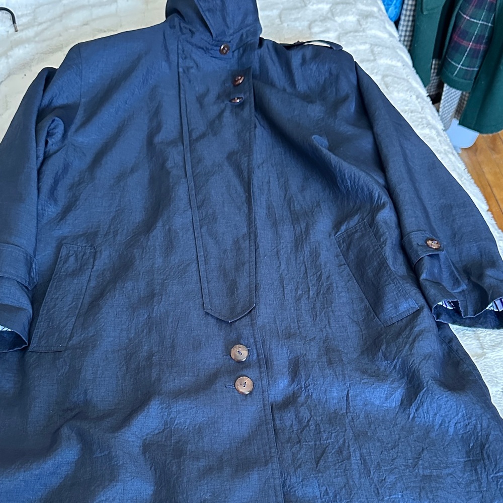 VINTAGE Navy Blue Button-Up Coat
